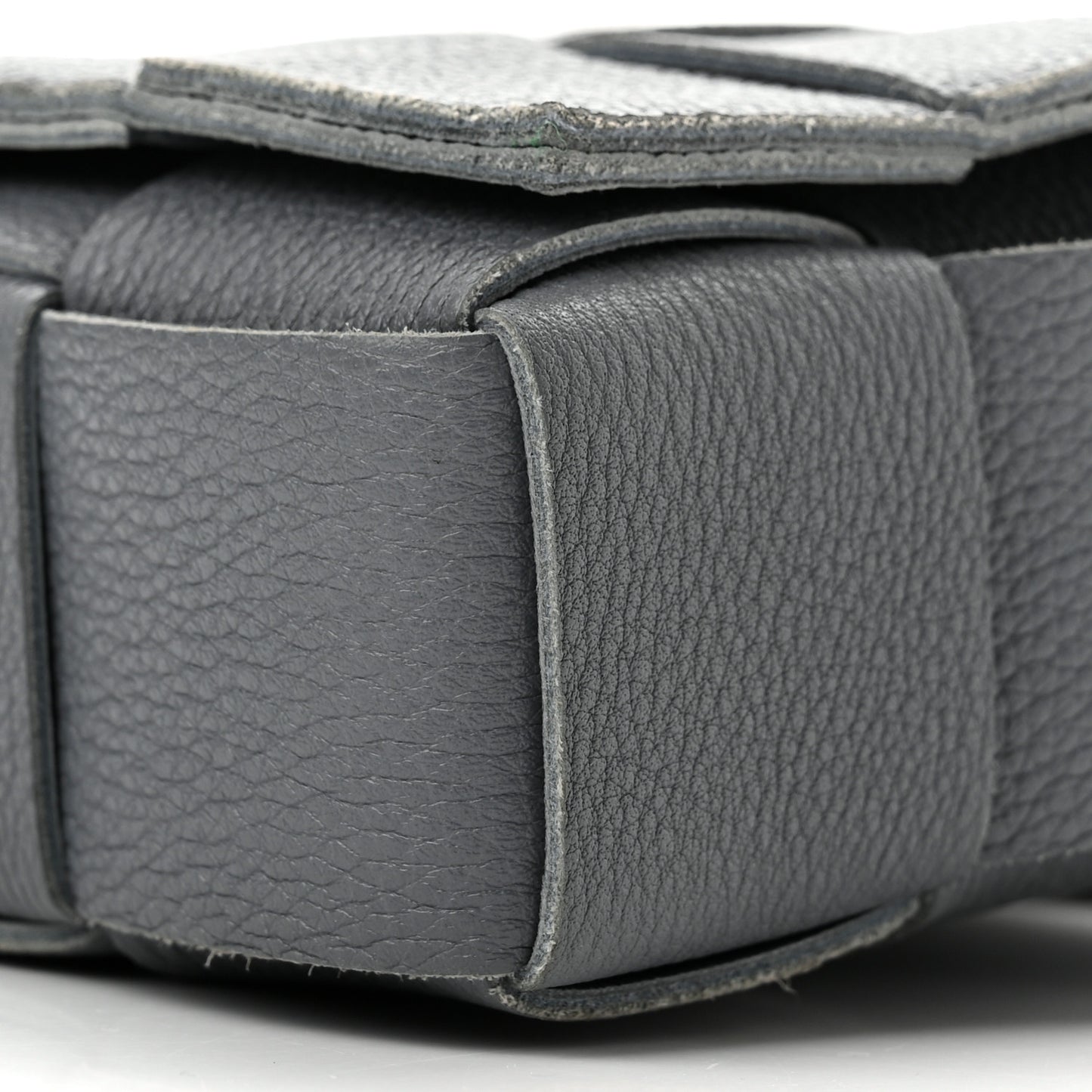 Grained Calfskin Maxi Intrecciato Cassette Crossbody Bag Thunder