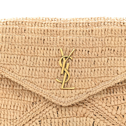 Saint Laurent Raffia Large Cassandre Pouch Naturel Brick 8 of 10