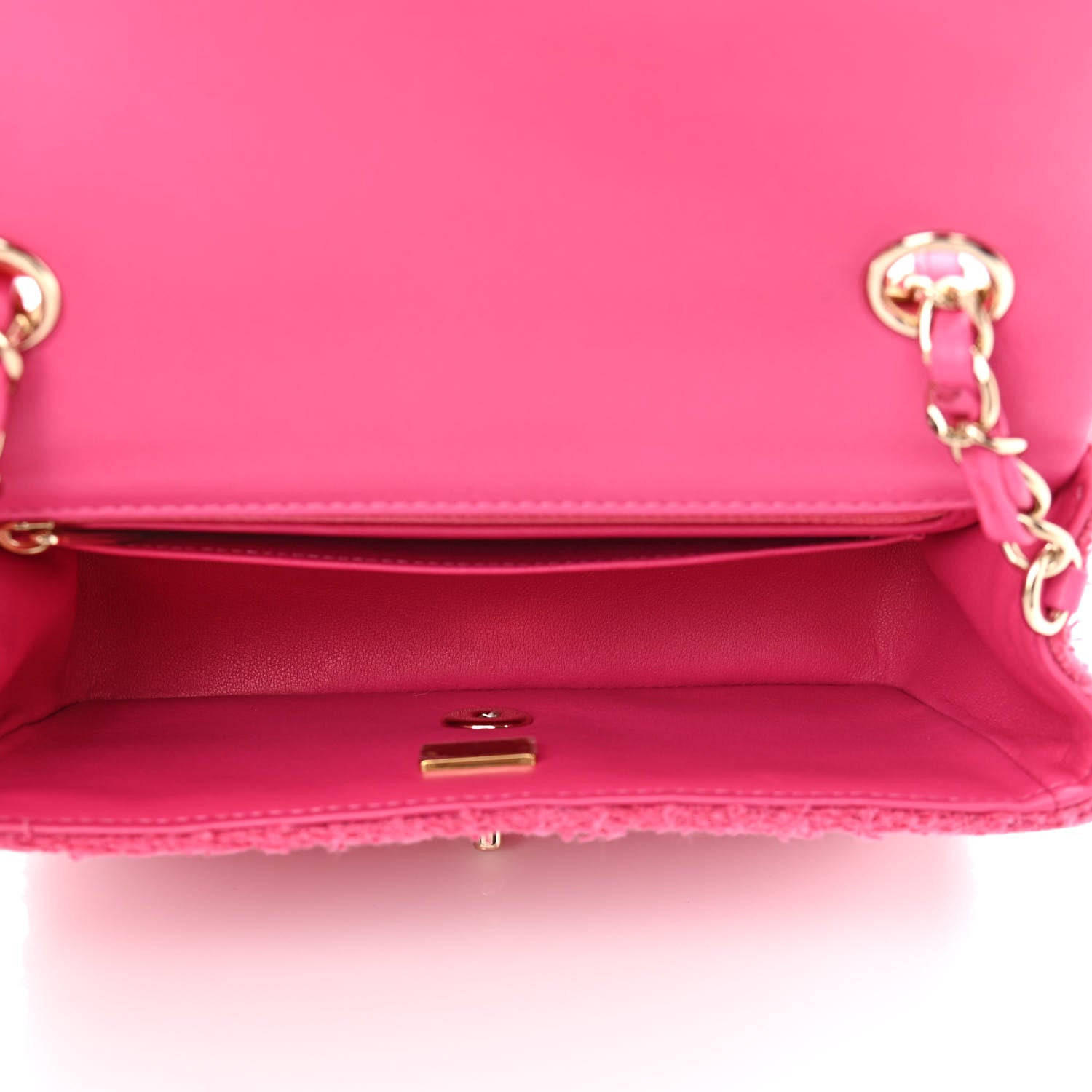 Chanel Wool Tweed Quilted Mini Rectangular Flap Dark Pink Fuchsia 5 of 11