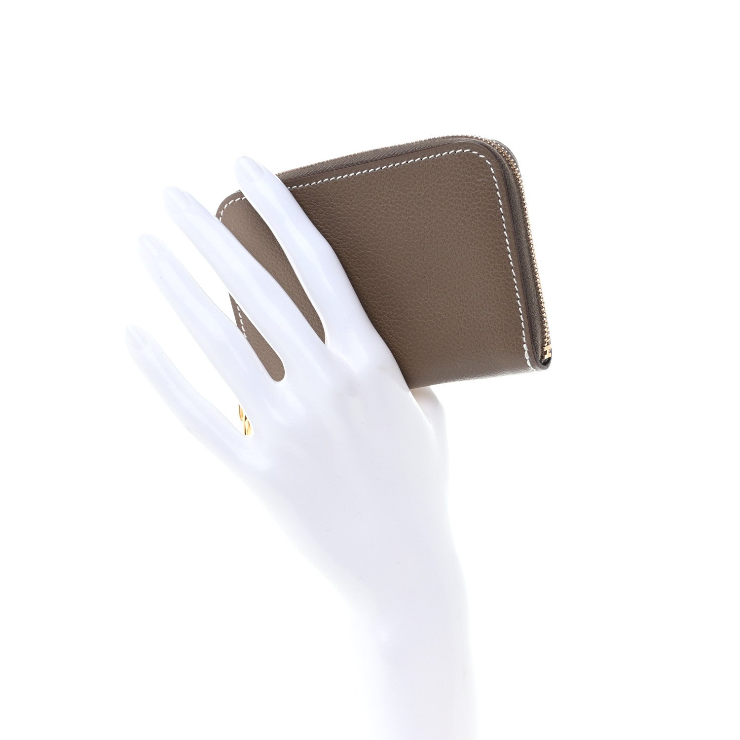 Hermes Evercolor Zipengo Chain D'Ancre Compact Cardholder Etoupe 2 of 9