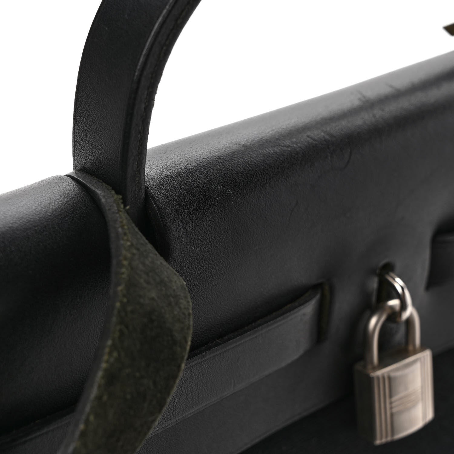 Hermes Toile Vache Calfskin Herbag 30 PM Black 9 of 11