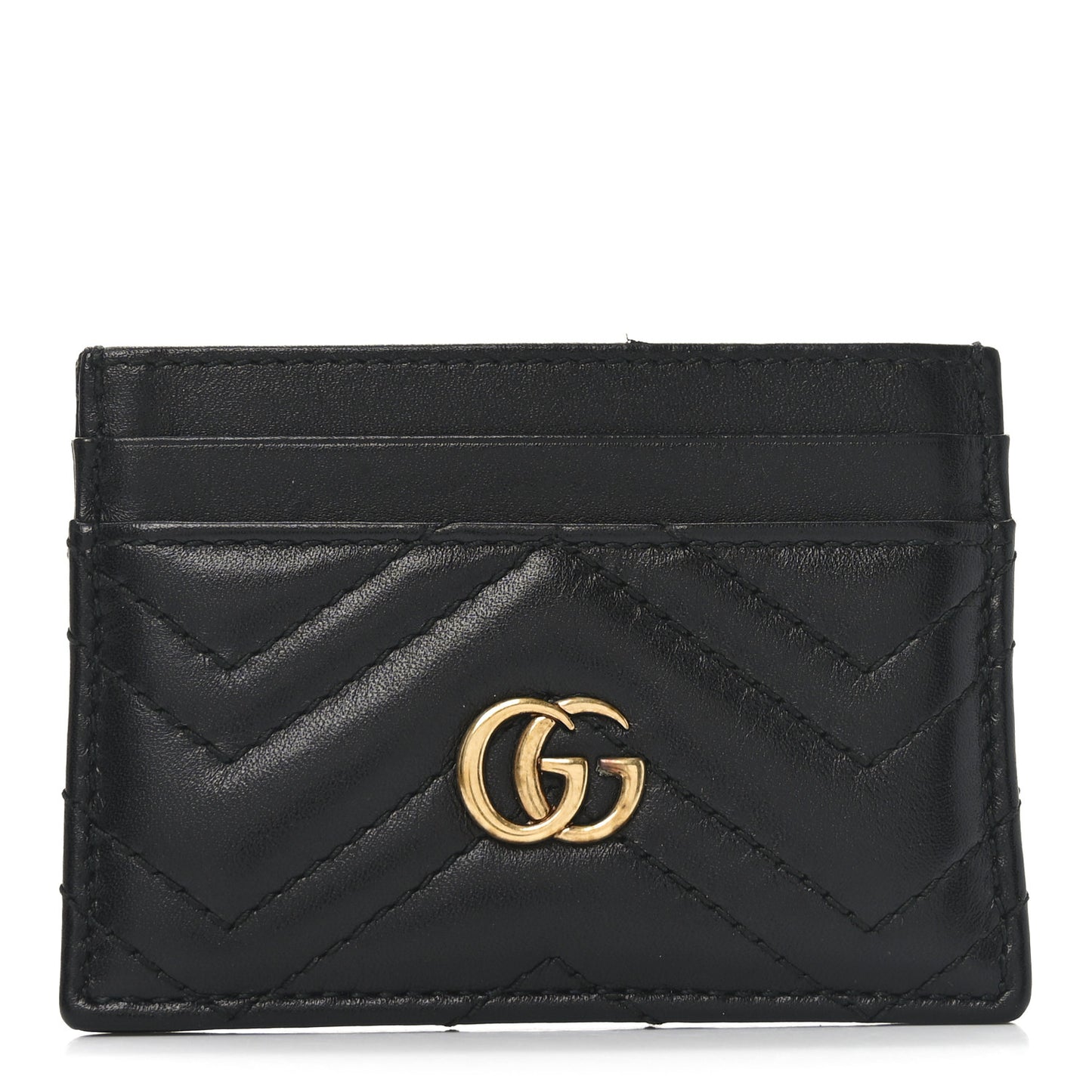Calfskin Matelasse GG Marmont Card Holder Black