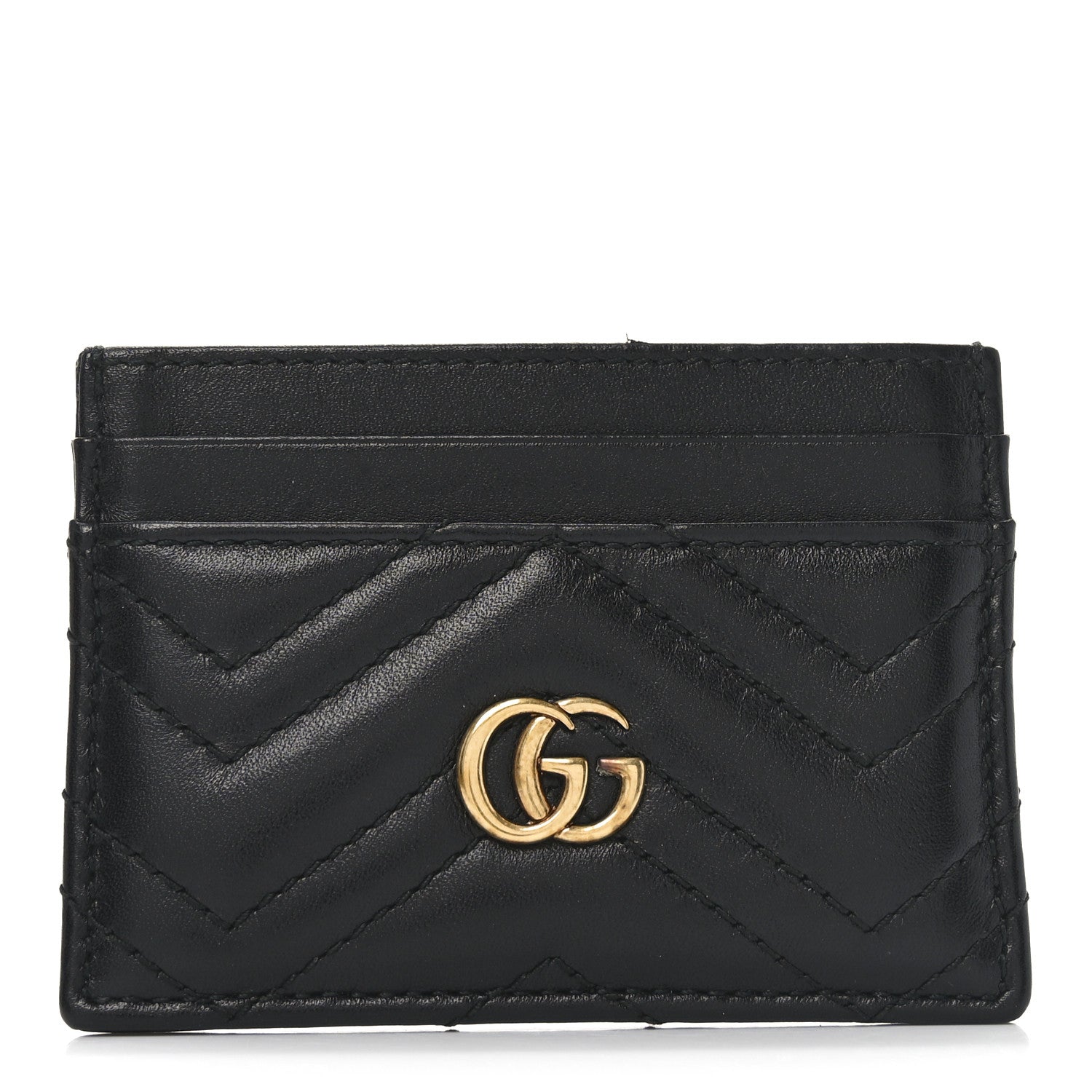 Gucci Calfskin Matelasse GG Marmont Card Holder Black 1 of 7