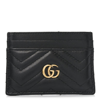 Gucci Calfskin Matelasse GG Marmont Card Holder Black 1 of 7