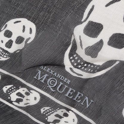Alexander McQueen Silk Chiffon Skull Scarf Black Ivory 5 of 6