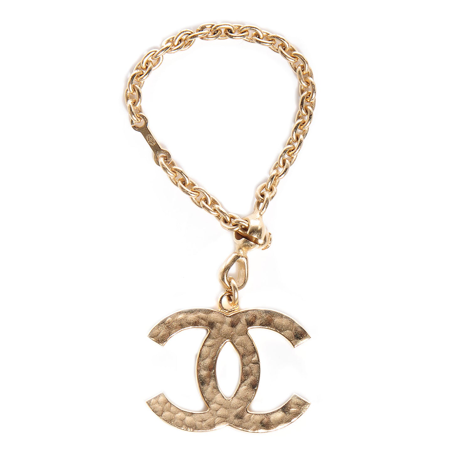 Hammered CC Key Chain Gold