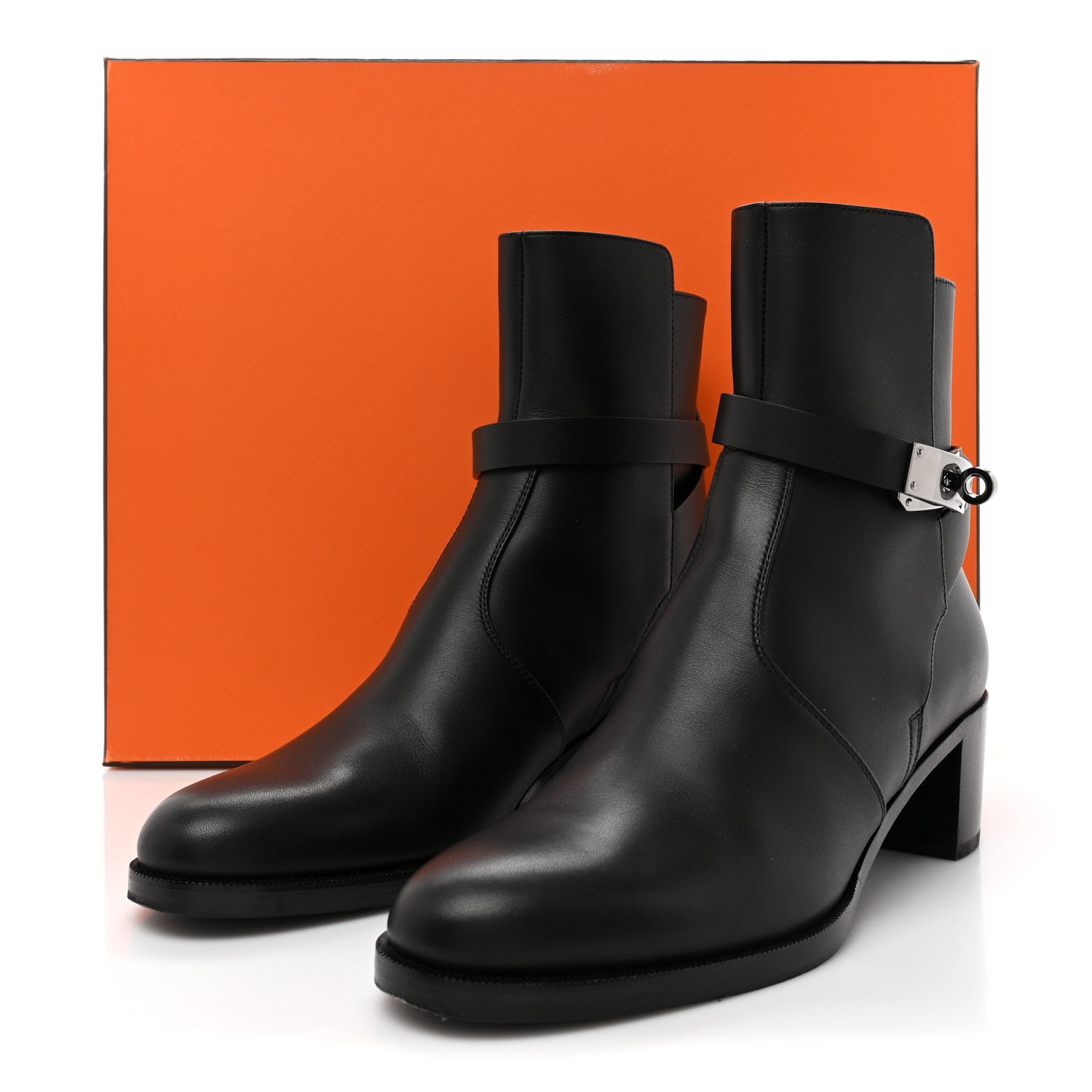 Hermes Calfskin Frenchie 50 Ankle Boots 37 Black 9 of 9