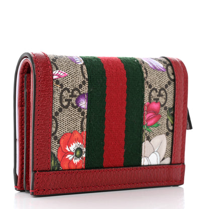 Gucci GG Supreme Monogram Flora Web Ophidia Card Case Red 3 of 8