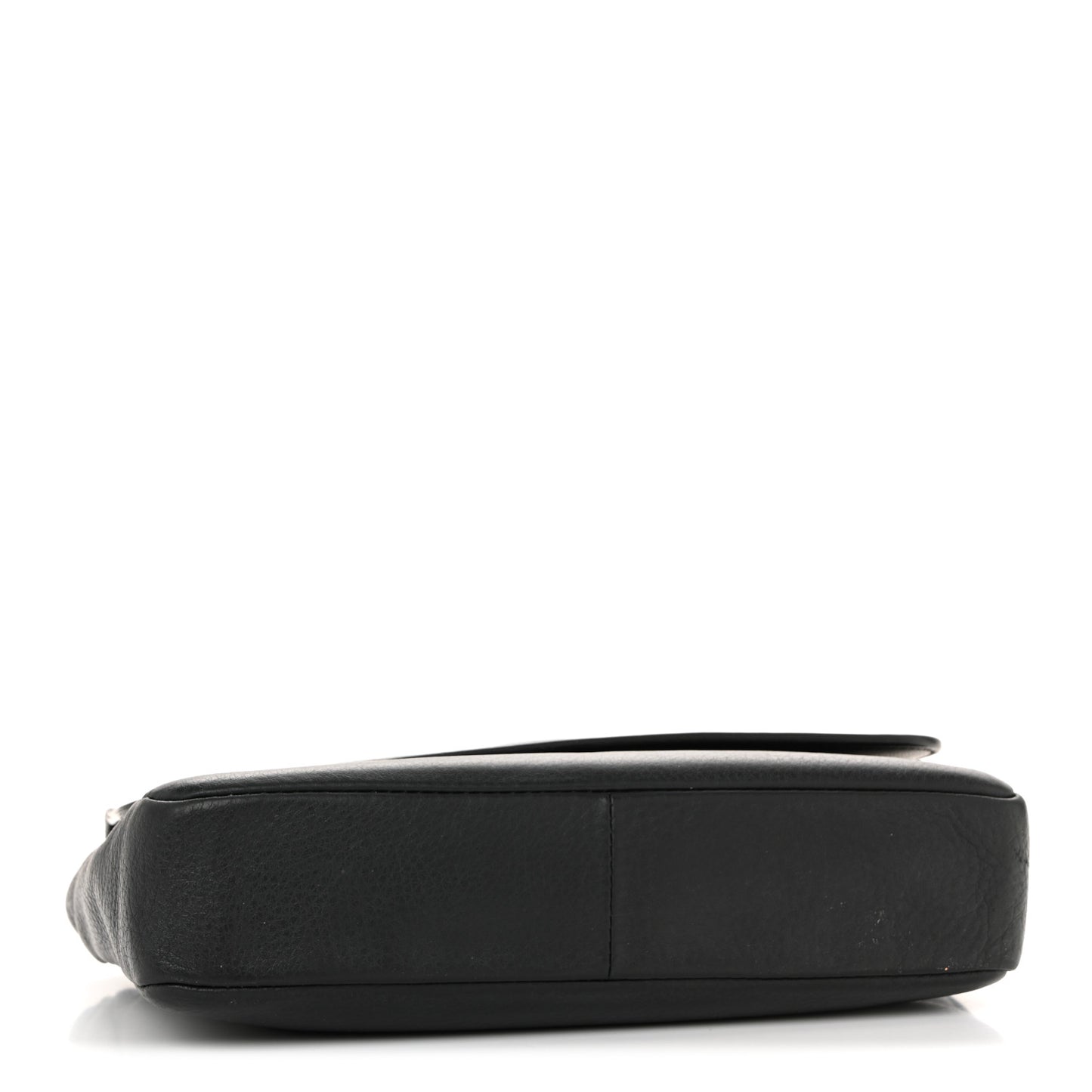 Pebbled Calfskin Logo Everyday Flap Chain Wallet Black