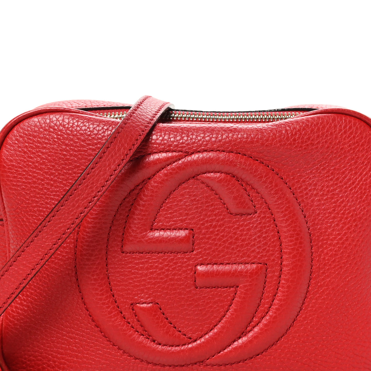 Gucci Pebbled Calfskin Small Soho Disco Bag Vibrant Red 8 of 11