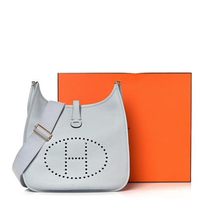 Hermes Taurillon Clemence Evelyne III GM Bleu Pale 14 of 14