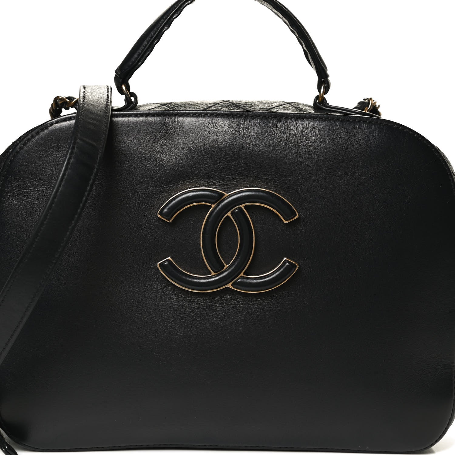 Chanel Shiny Calfskin Goatskin Quilted Coco Curve Vanity Black 8 of 10