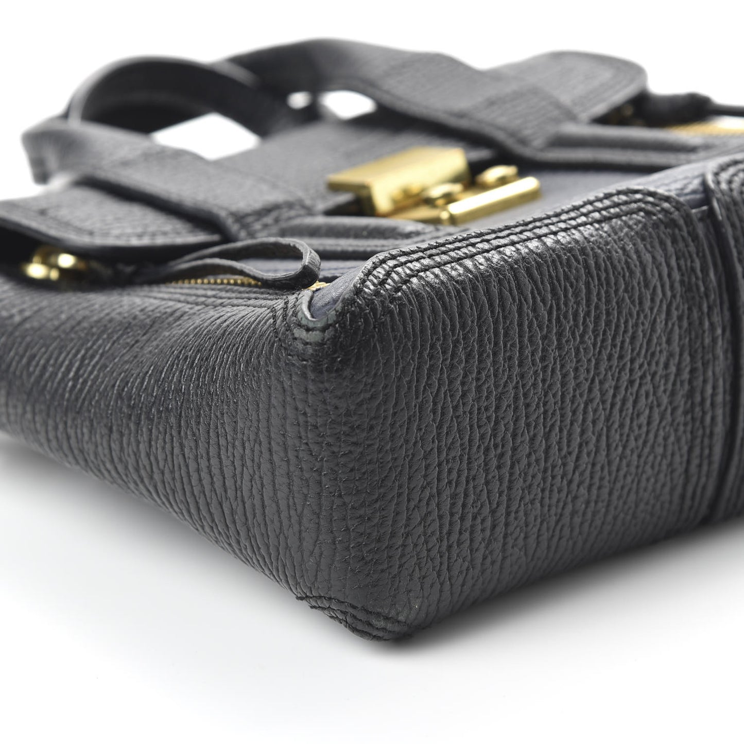 3.1 Textured Calfskin Bi-Color Mini Pashli Satchel Black Navy