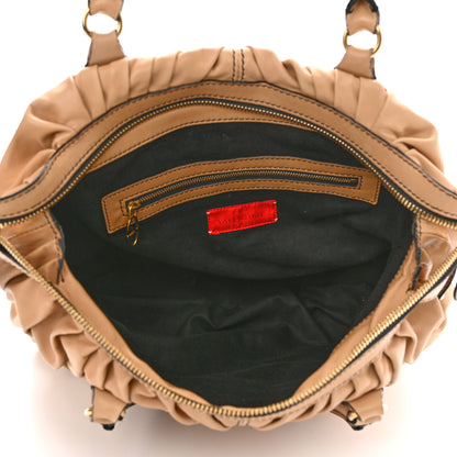 Valentino Garavani Lambskin Pleated Studded Maizeon Tote Tan 5 of 16