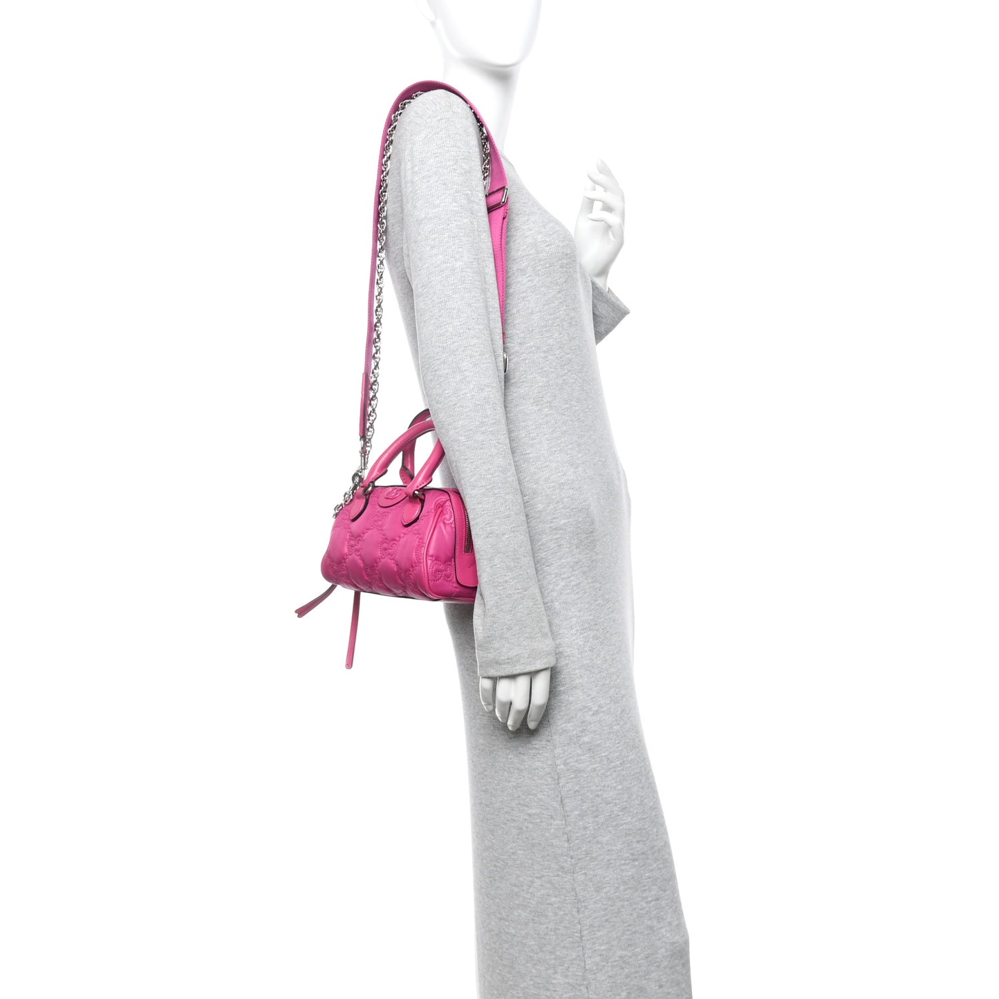 Nylon Calfskin Enamel GG Matelasse Mini Bowler Bag Lovely