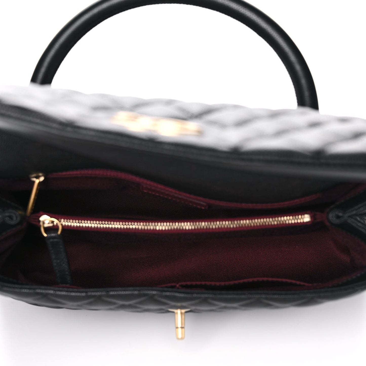 Caviar Quilted Medium Coco Handle Flap Black