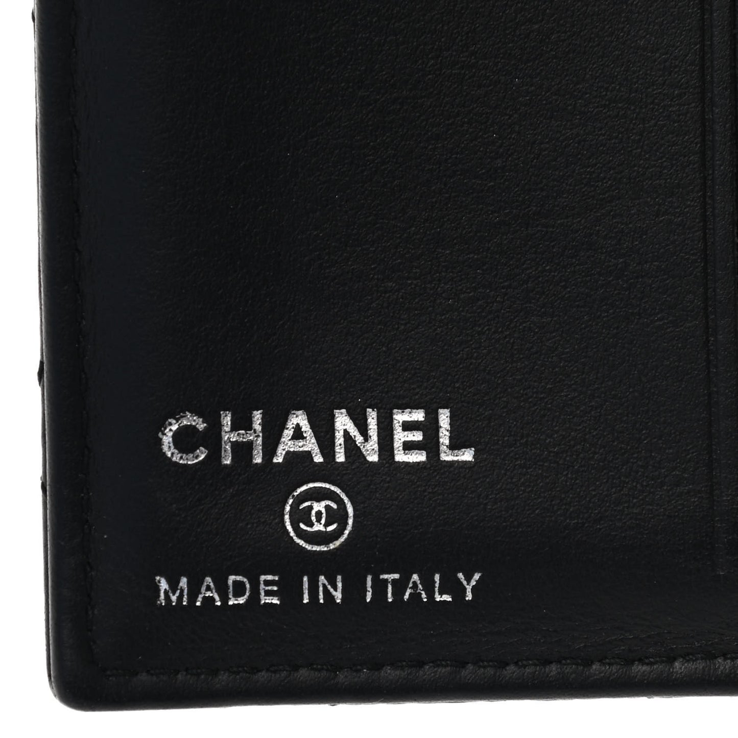 Crumpled Calfskin Quilted Card Holder Wallet So Black