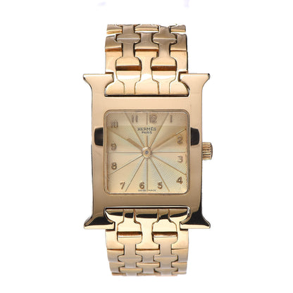 Hermes 18K Yellow Gold 21mm Heure H Hour Quartz Watch 1 of 6