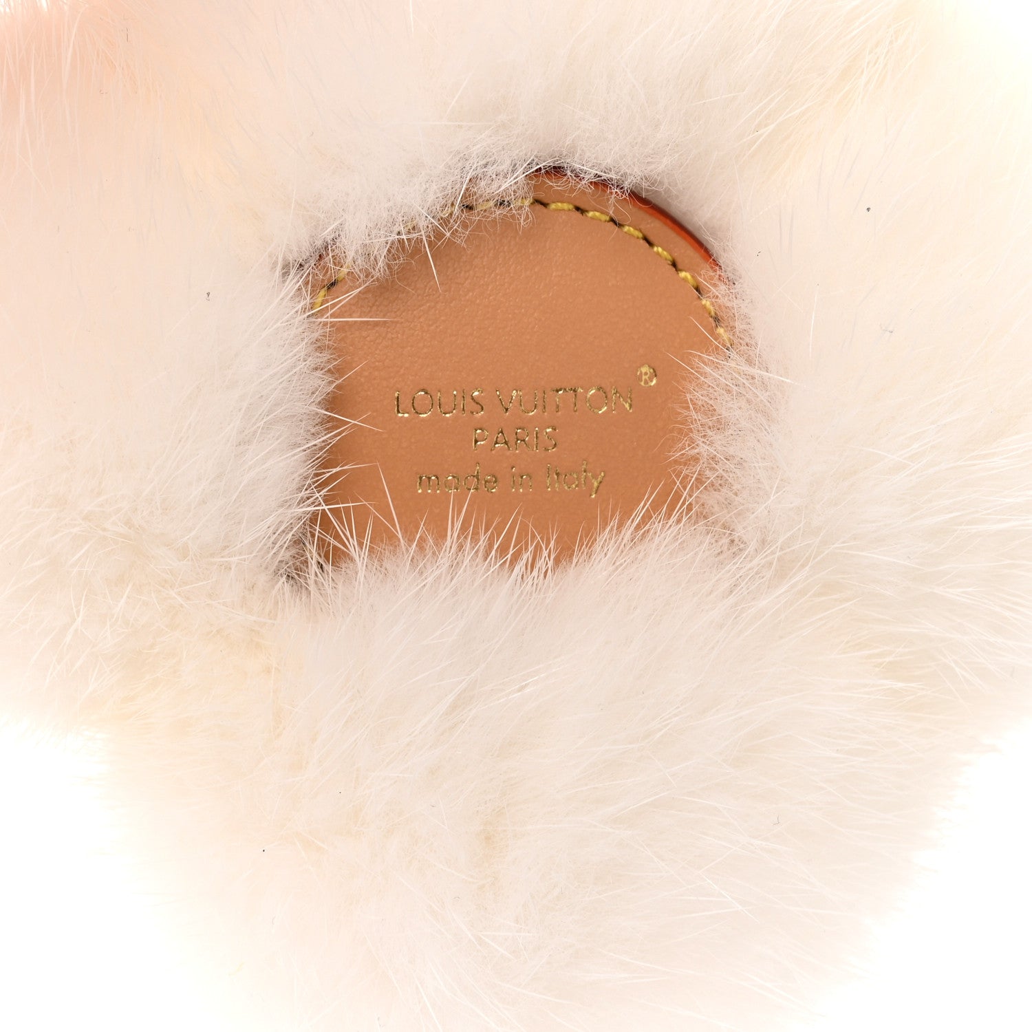 Louis Vuitton Calfskin Mink Fur Vivienne Bag Charm Key Holder White 3 of 5