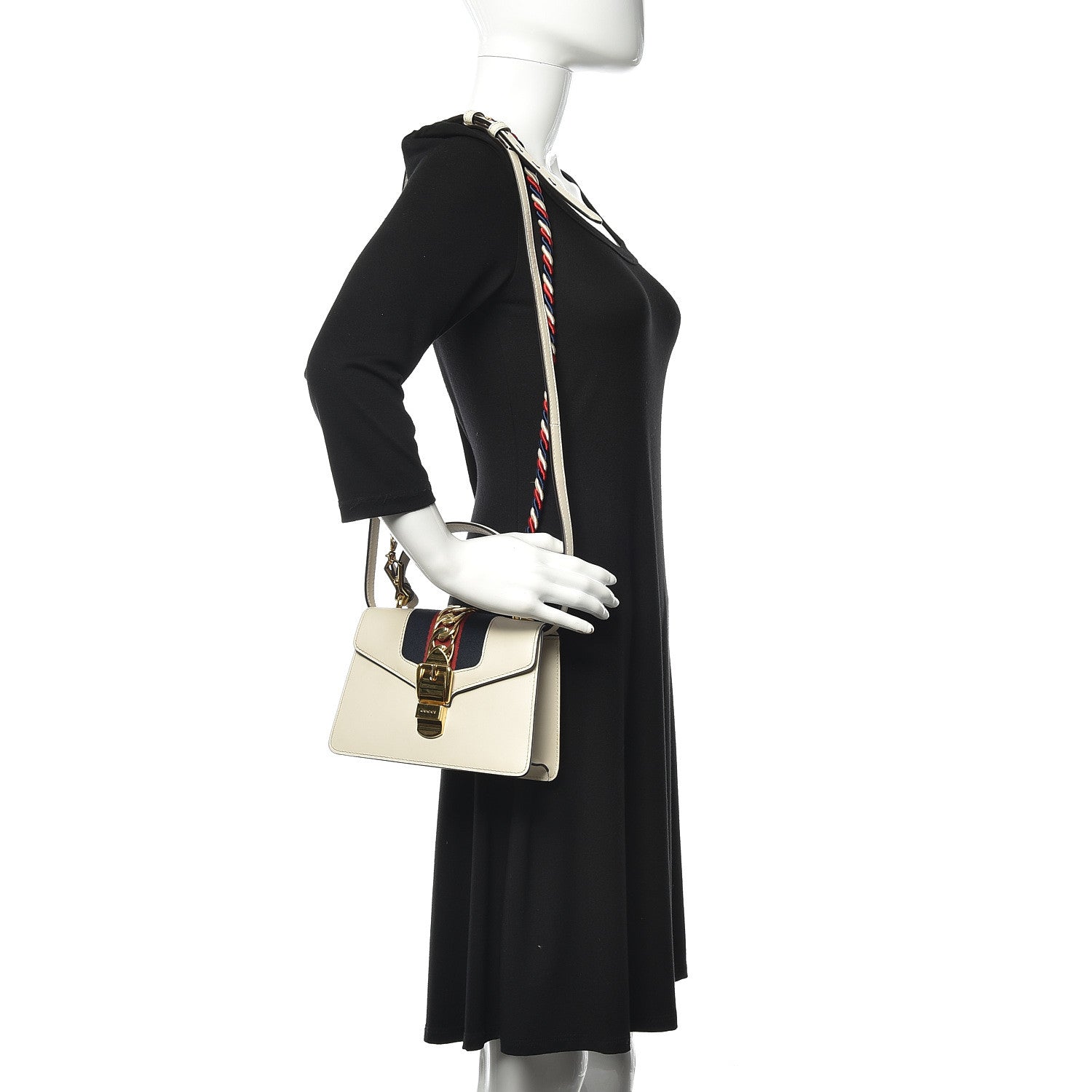 Gucci Calfskin Mini Sylvie Top Handle Bag White 2 of 17