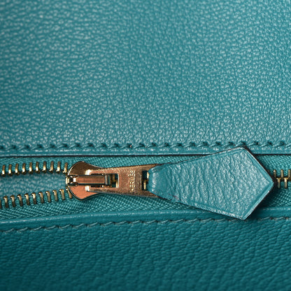 Hermes Chevre Mysore Horseshoe Birkin 30 Bleu Hydra Bleu Paon 24 of 34