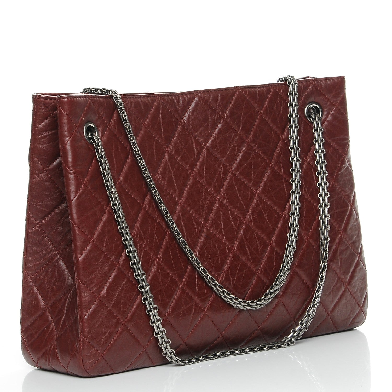 Chanel Aged Calfskin Quilted Reissue 2.55 Tote Bordeaux 3 of 8