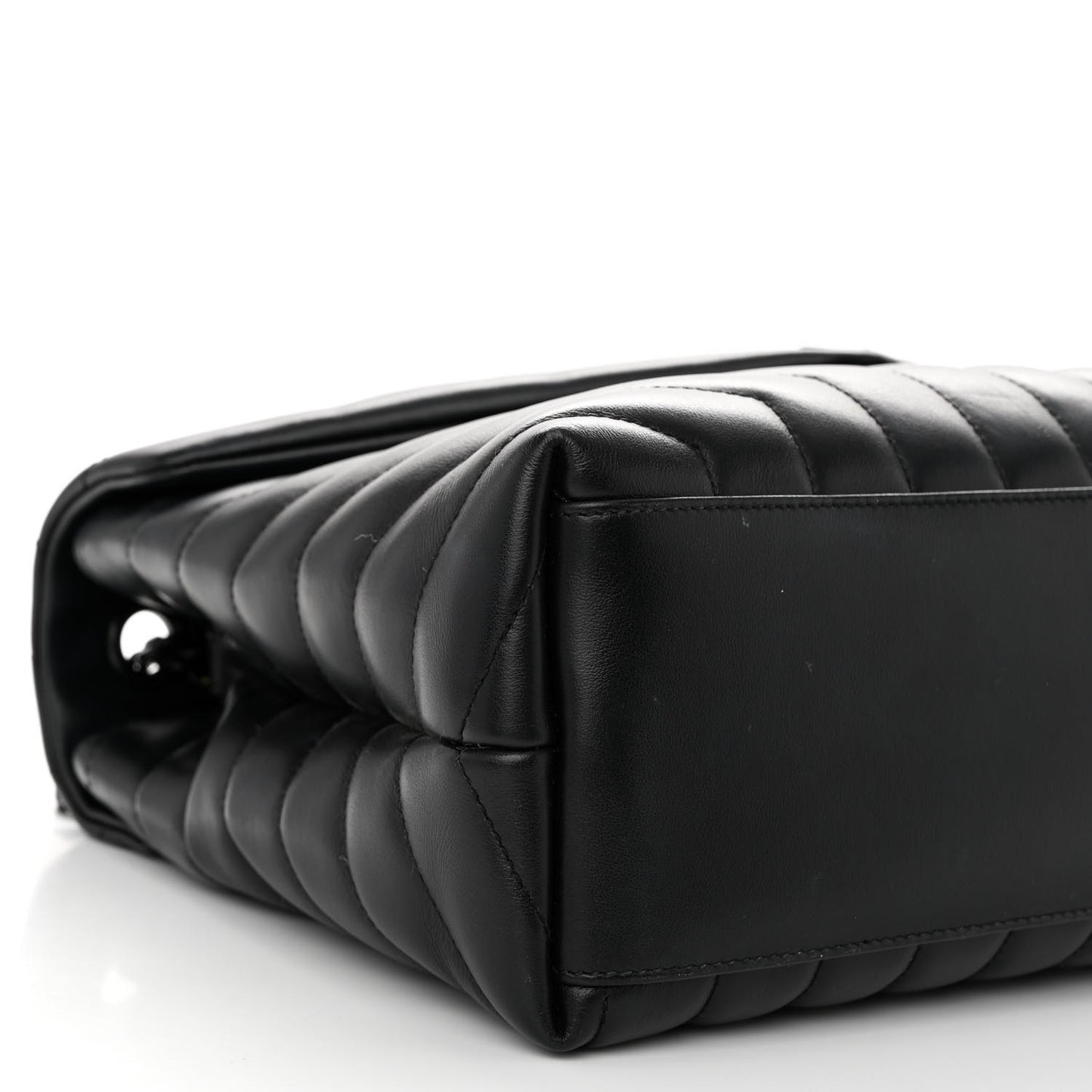 Calfskin Y Quilted Monogram Monochrome Medium Loulou Chain Satchel Black