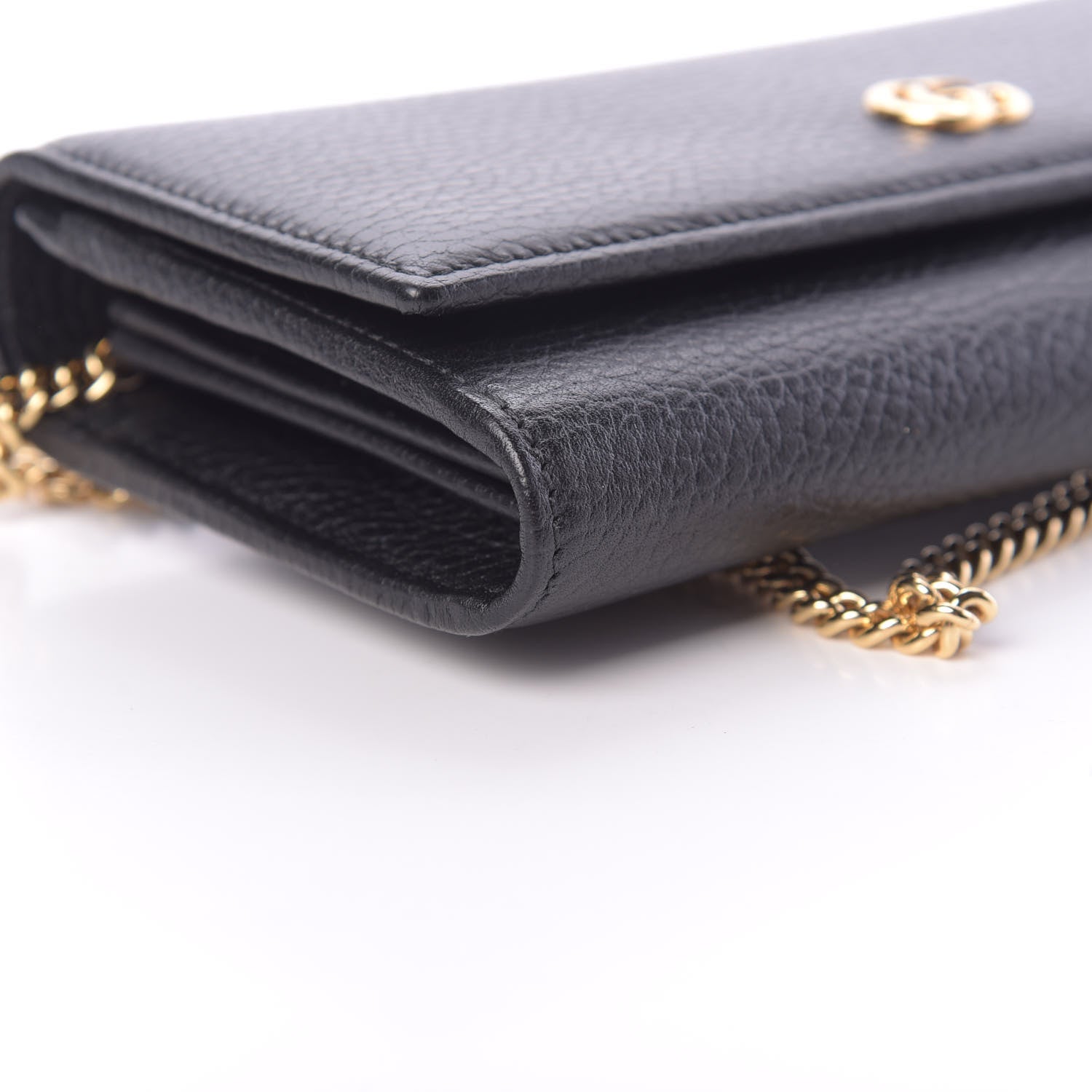 Gucci Calfskin Petite GG Marmont Wallet Chain Bag Black 9 of 11