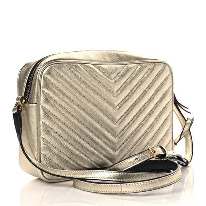 Saint Laurent Metallic Calfskin Matelasse Monogram Lou Camera Bag Platino 3 of 10
