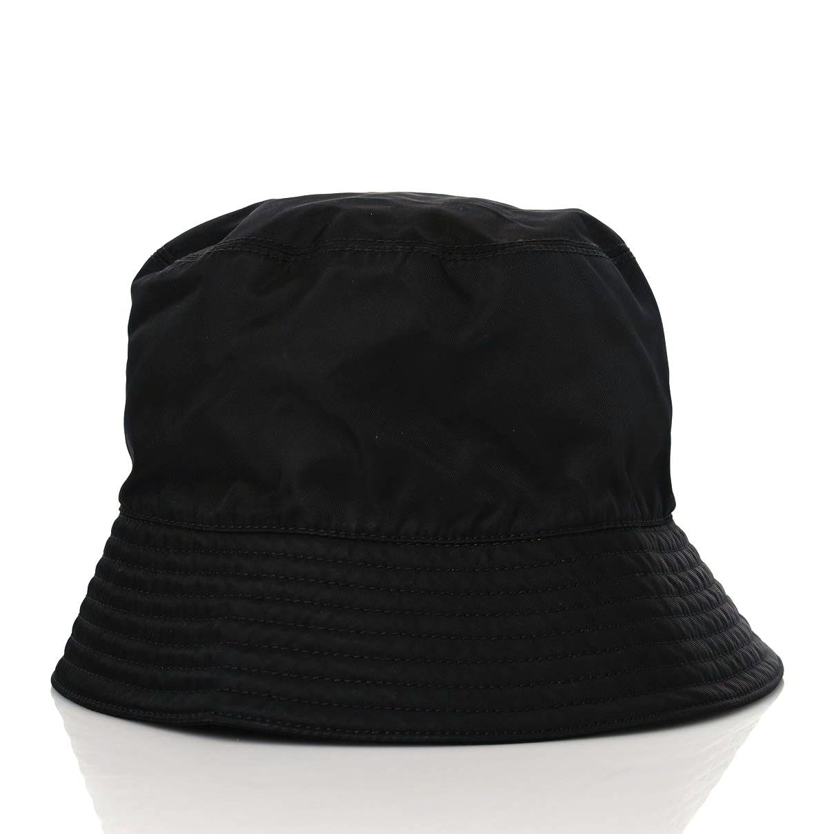 Prada Re-Nylon Metal Triangle Logo Womens Bucket Hat S Black 3 of 7
