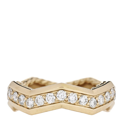David Yurman 18K Yellow Gold Diamond 5mm Zig Zag Stax Ring 56 7.75 1 of 5