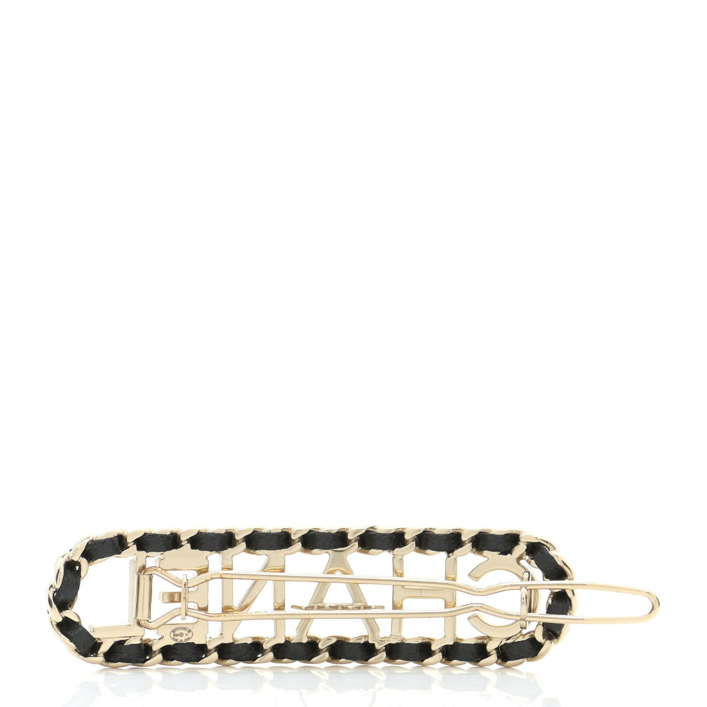 Metal Lambskin Vintage Allure Logo Hair Clip Black Gold