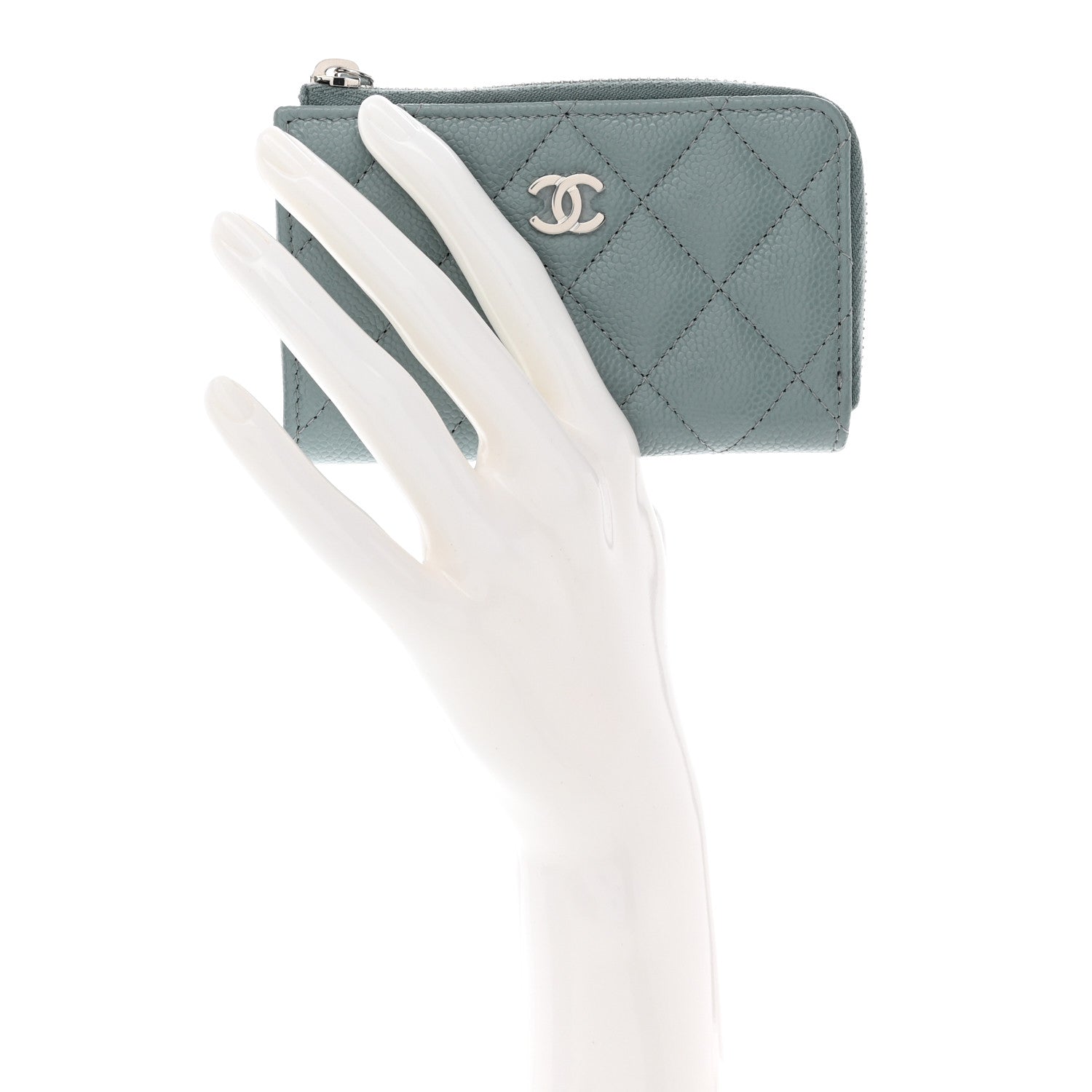 Chanel Caviar Quilted Zipped Key Holder Case Blue 2 of 9