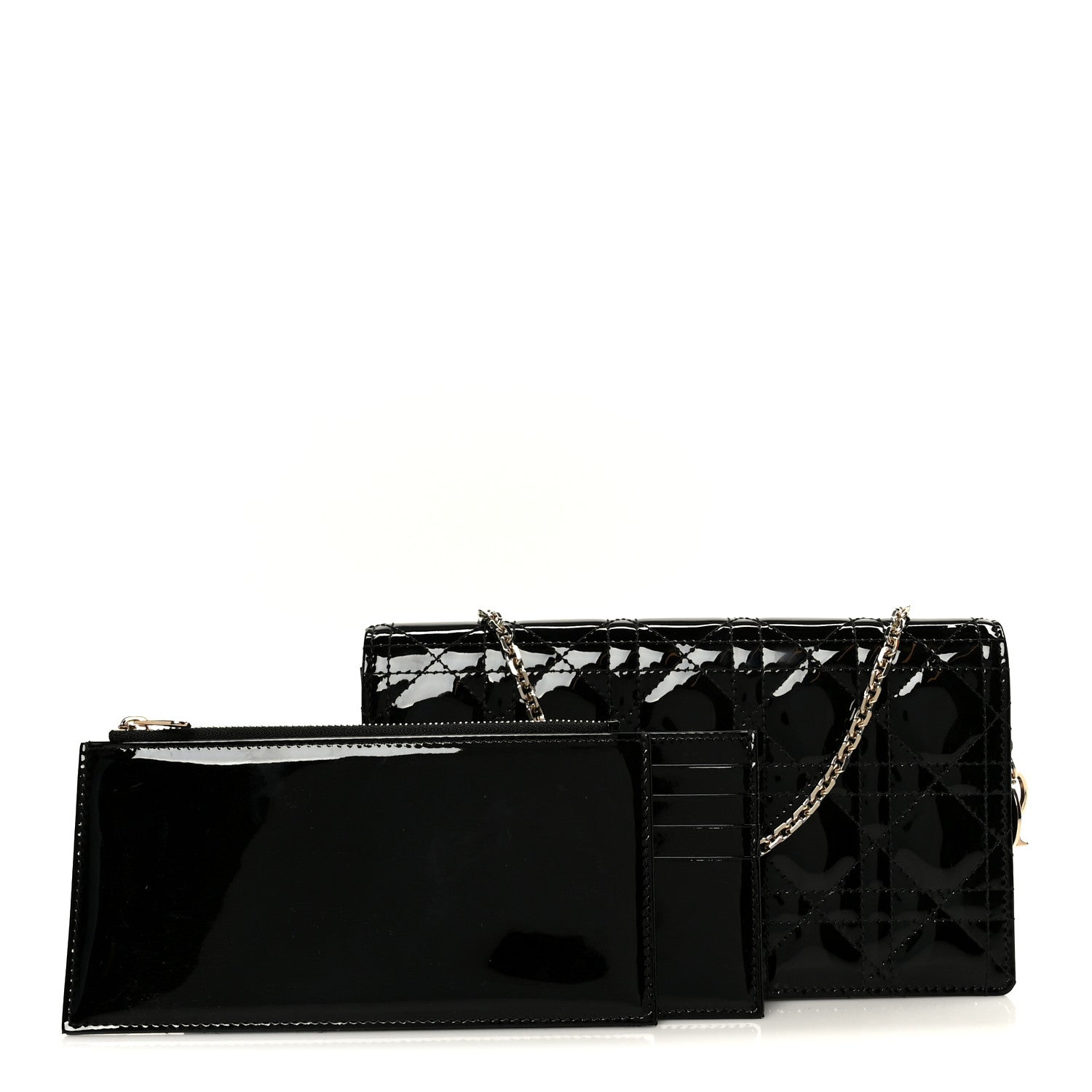 Christian Dior Patent Cannage Lady Dior Convertible Clutch Black 3 of 15