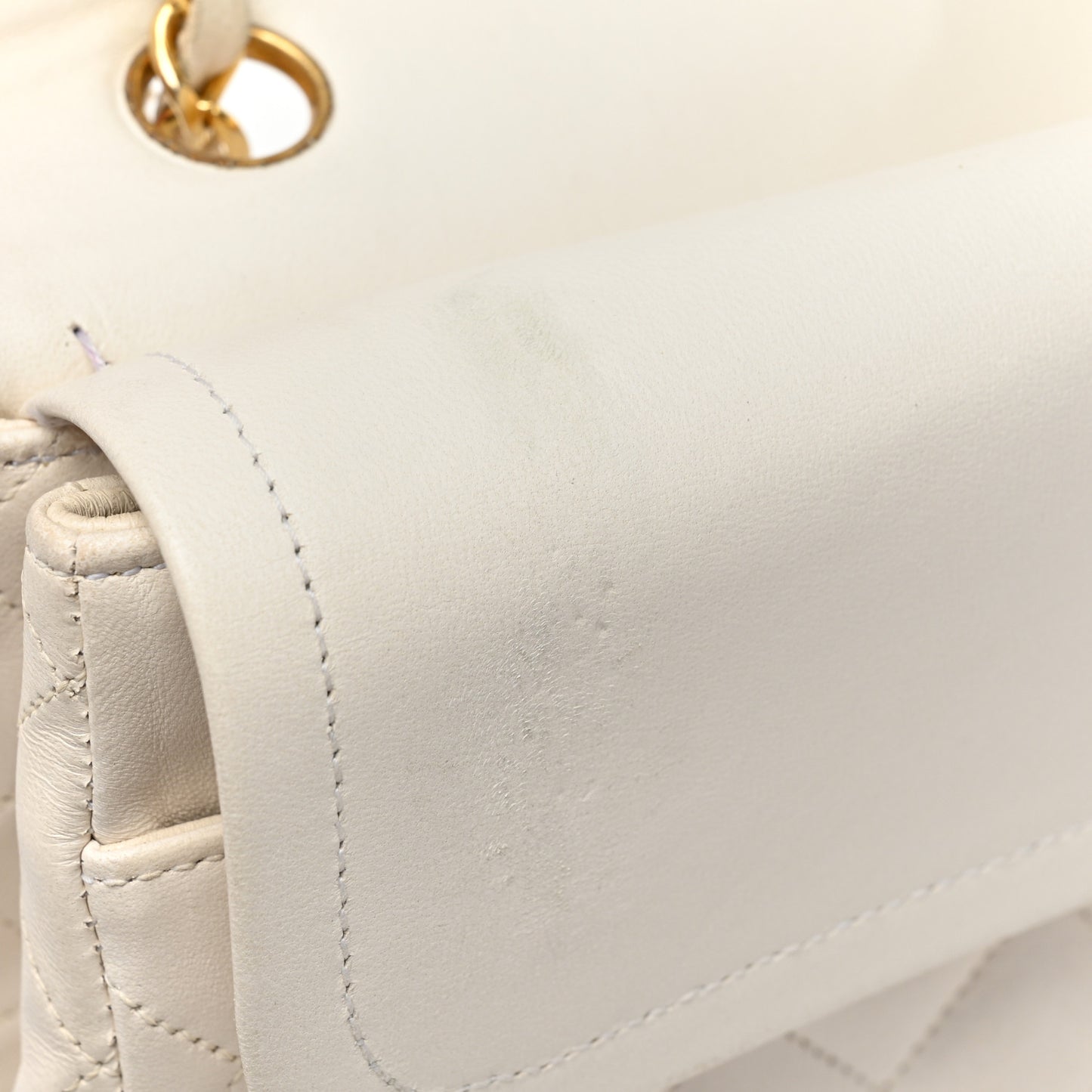 Lambskin Quilted Medium Double Flap White