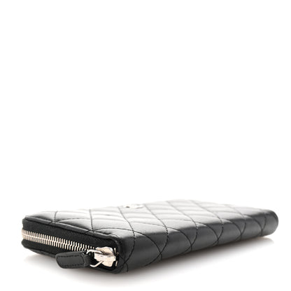 Chanel Lambskin Quilted Large Gusset Zip Around Wallet Black 4 of 8