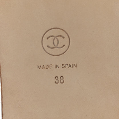 Chanel Tweed Grosgrain CC Mule Slide 38 White Black 6 of 8