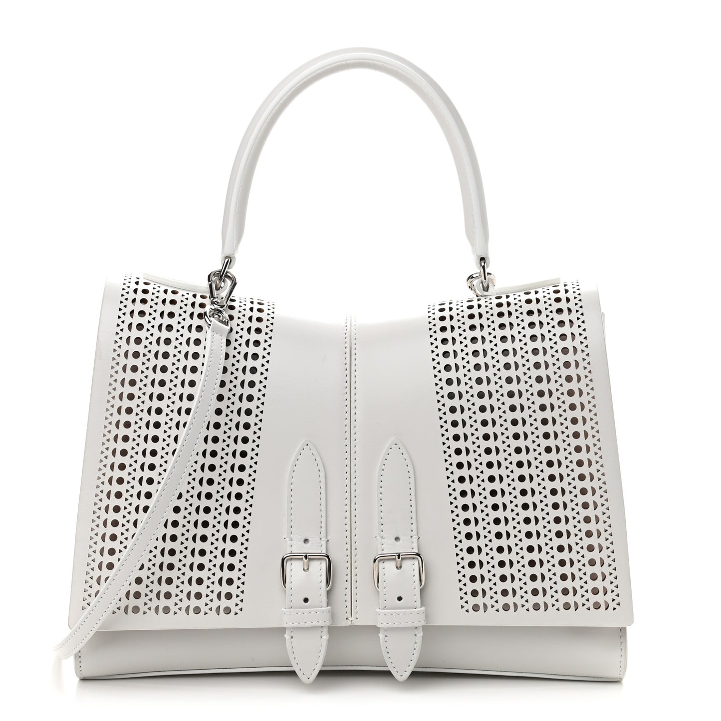 Calfskin Laser Cut Bellechasse 29 Top Handle Bag White