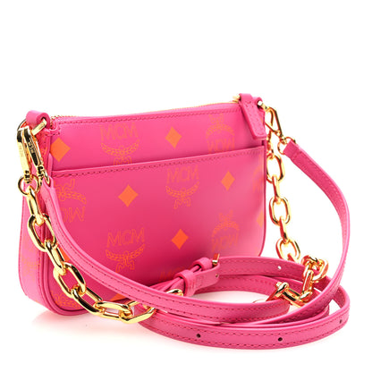 MCM Calfskin Color Splash Mini Pouch on Chain Pink 3 of 9