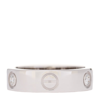 Cartier 18K White Gold 3 Diamond 5.5mm LOVE Ring 56 7.75 3 of 4
