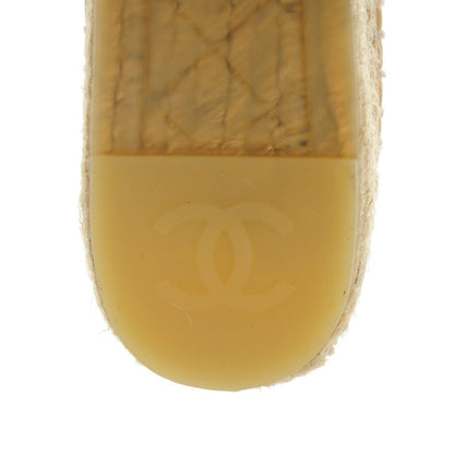 Chanel Lambskin CC Espadrilles 35 Beige Black 9 of 10