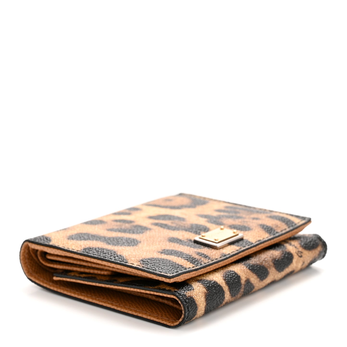 Crespo Leopard Print French Flap Wallet Black Brown