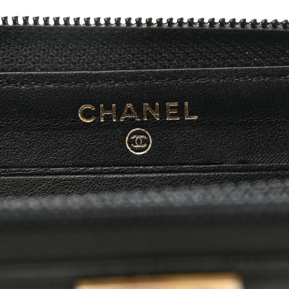 Chanel Caviar Quilted Small Boy Zip Around Wallet Black 6 of 10