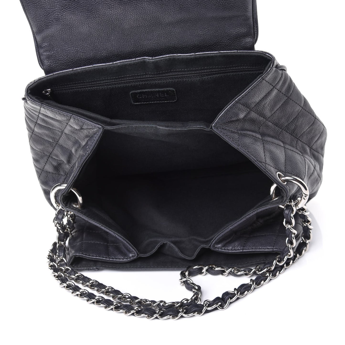 Caviar Quilted Timeless Accordion Flap Black