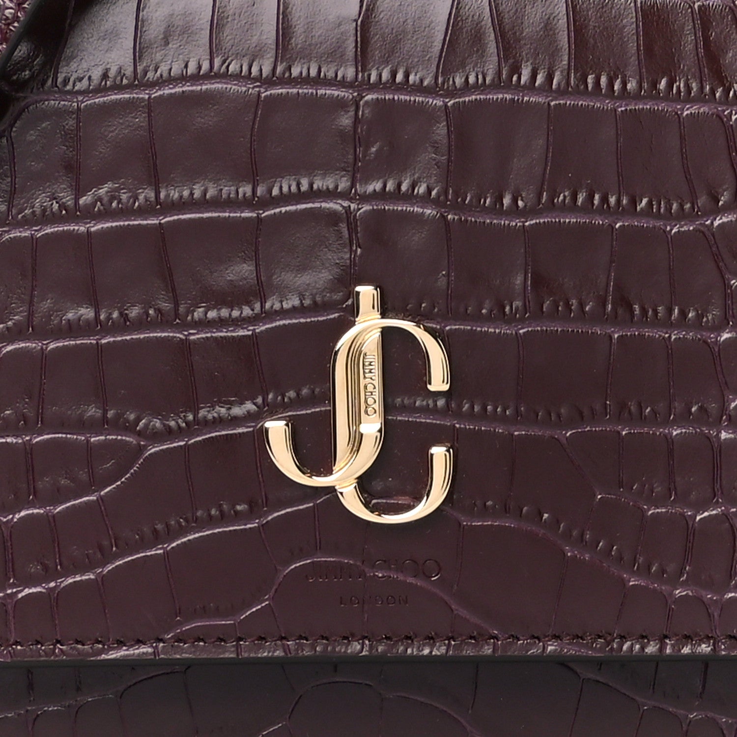 Jimmy Choo Calfskin Crocodile Embossed Medium JC Top Handle Bordeaux 8 of 10