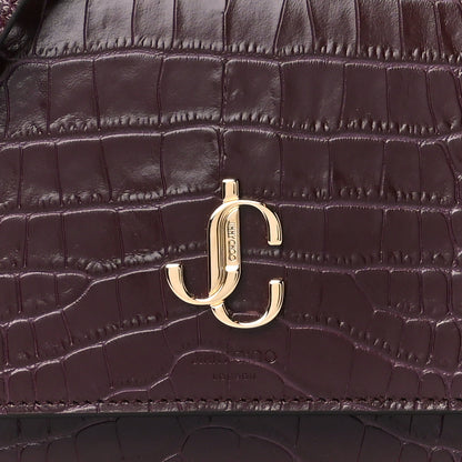 Jimmy Choo Calfskin Crocodile Embossed Medium JC Top Handle Bordeaux 8 of 10