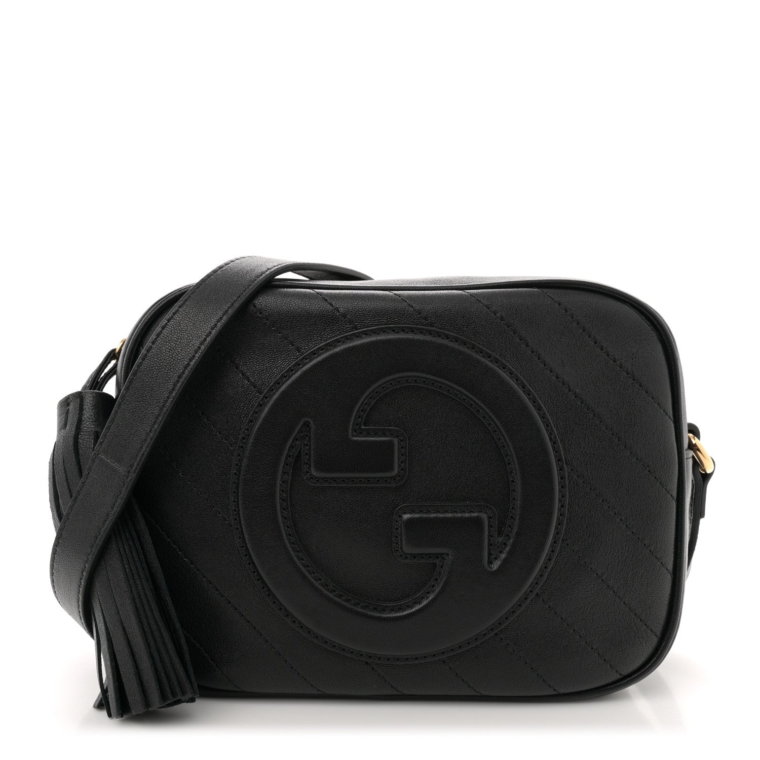 Gucci Sakai Be Green Calfskin Diagonal Stitched Small Blondie Shoulder Bag Black 1 of 10