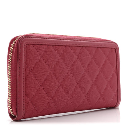 Chanel Caviar Quilted Large Filigree Zip Around Wallet Pink 3 of 11