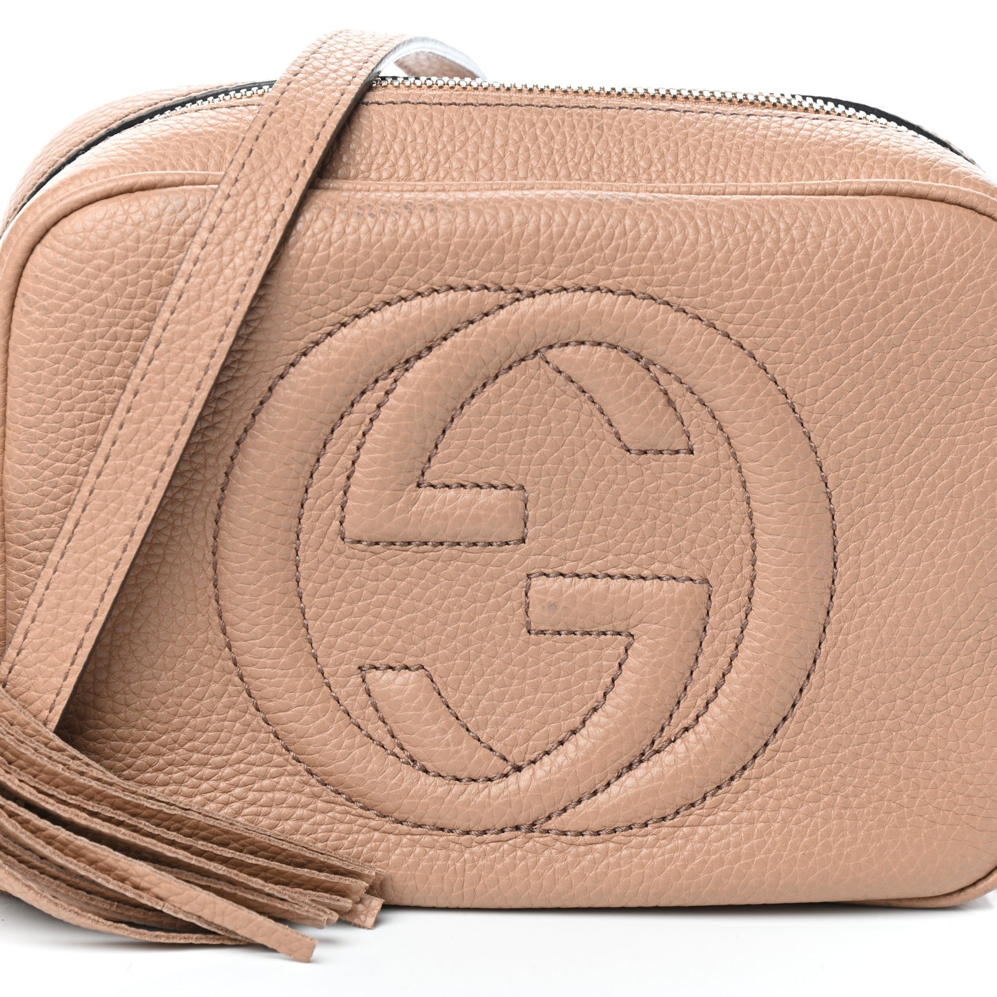 Pebbled Calfskin Small Soho Disco Bag Rose Beige