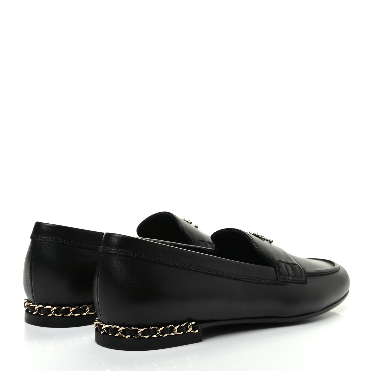 Chanel Calfskin CC Chain Mocassin Loafers 38.5 Black 4 of 9
